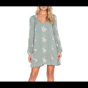 Free People Embroidered Emma Dress .Misty Green .M